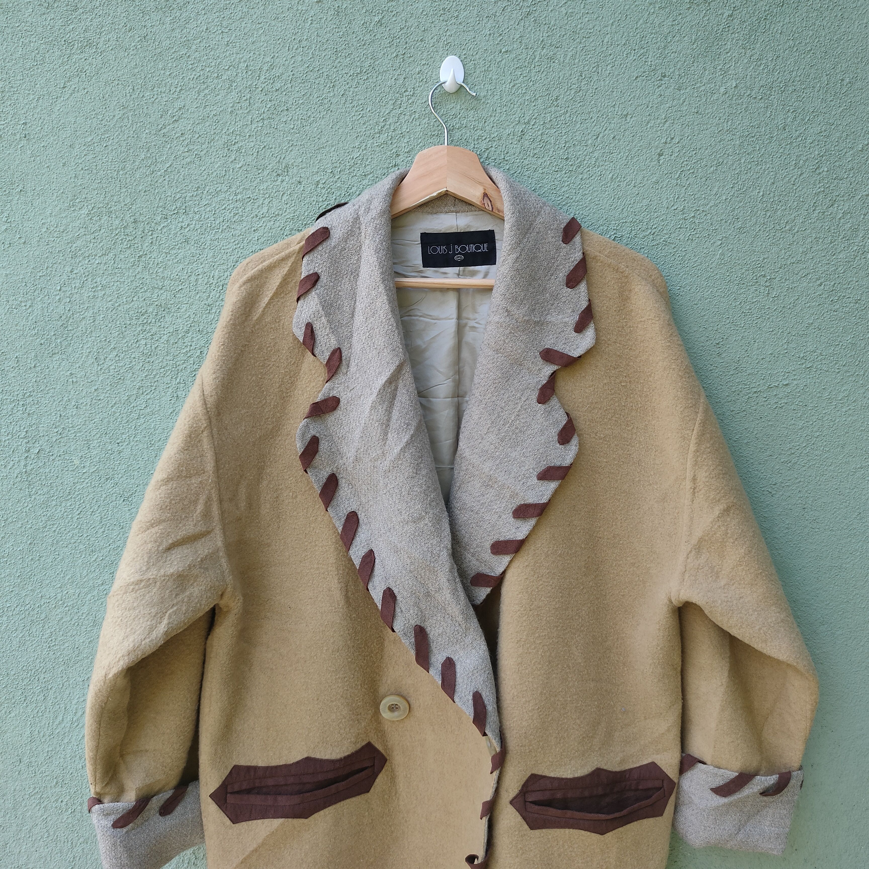Designer Vintage Louis J Boutique Long Wool Coat Jacket Size US L / EU 52-54 / 3 - 3 Thumbnail