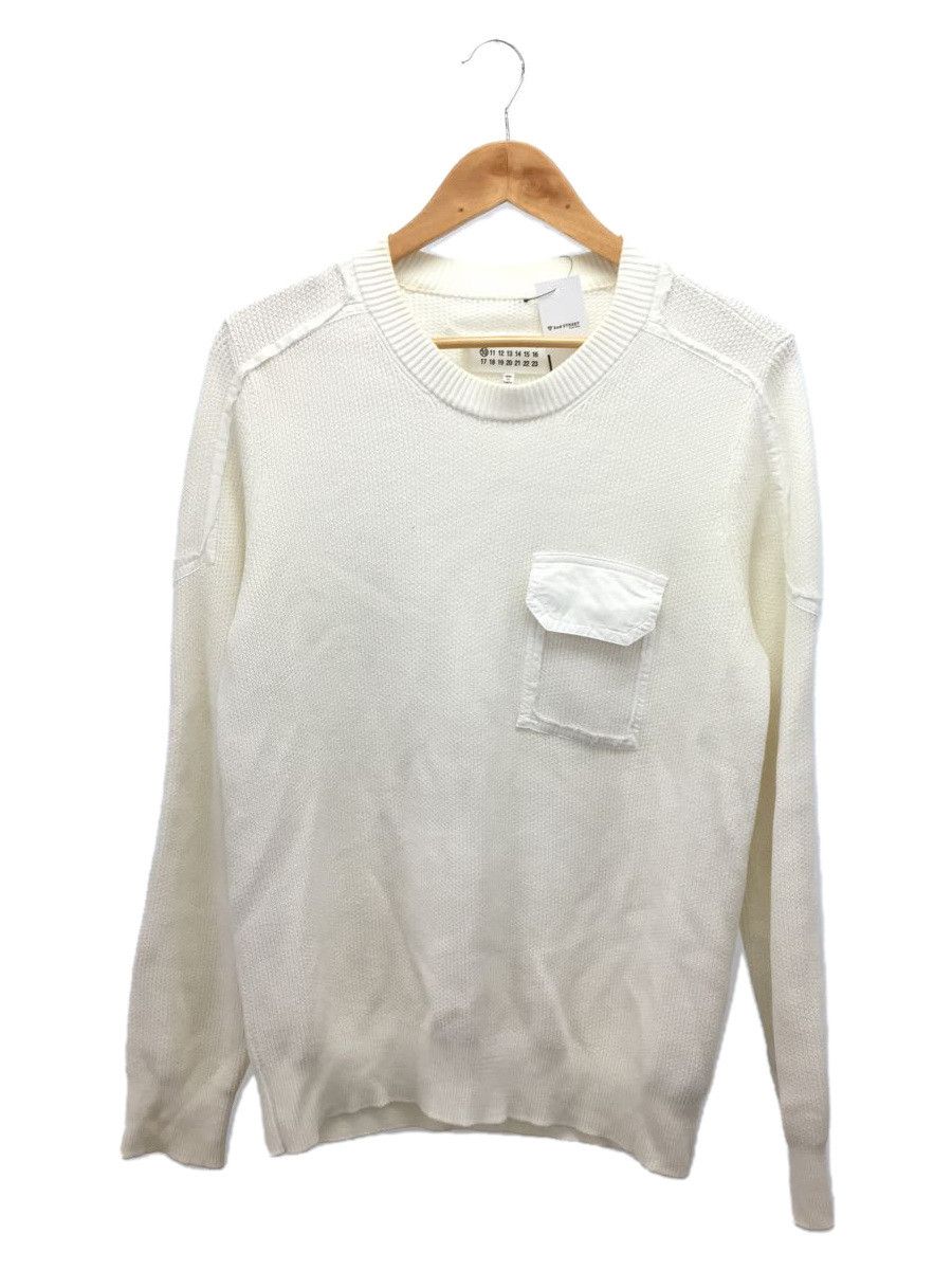 Sweater White Pocket Design Long Sleeve