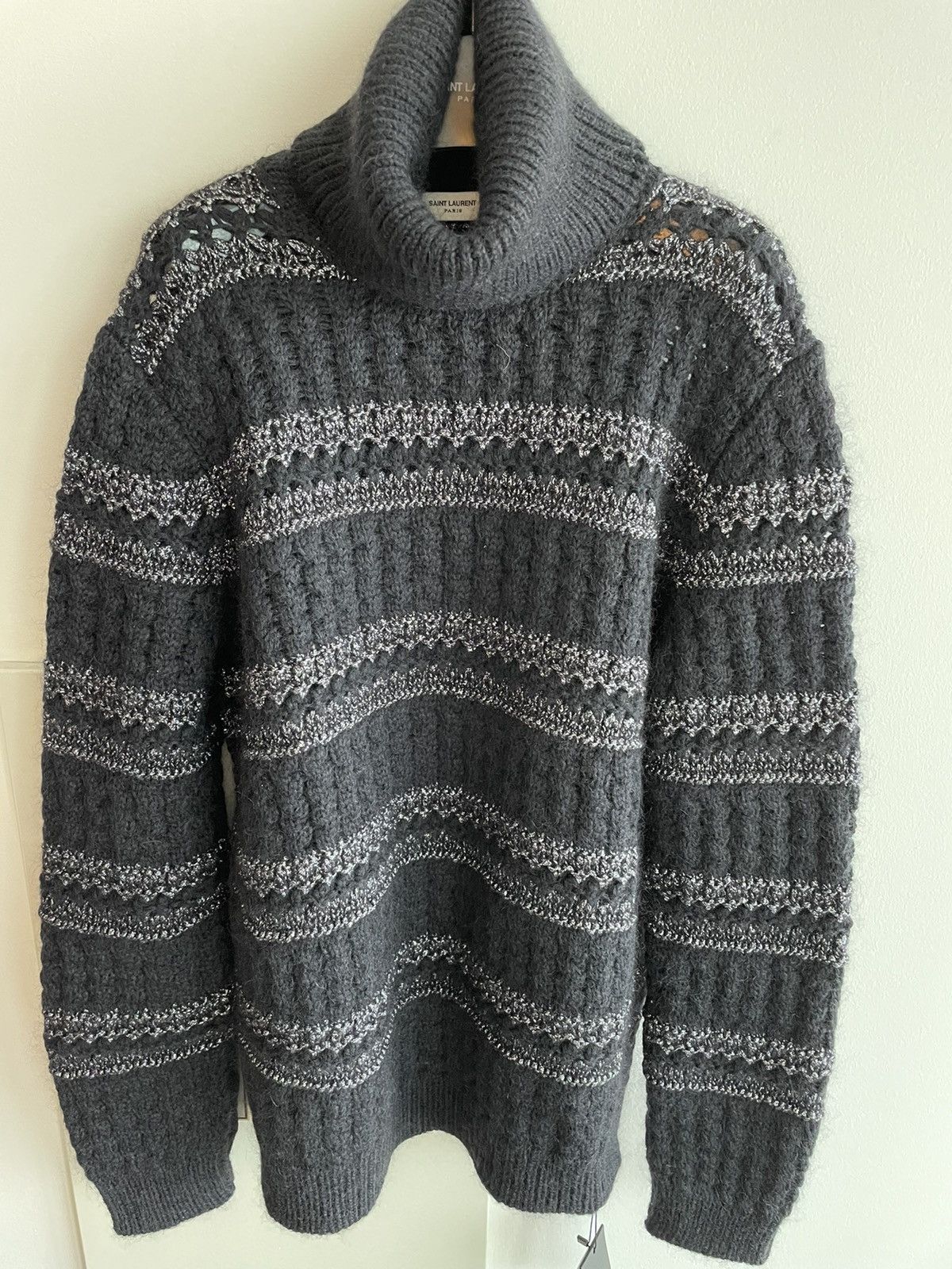 Hedi Slimane × Saint Laurent Paris × Yves Saint Laurent Rare $1,500 Value Runway Rayures Lurex Turtleneck Sweater Size US XL / EU 56 / 4 - 8 Thumbnail