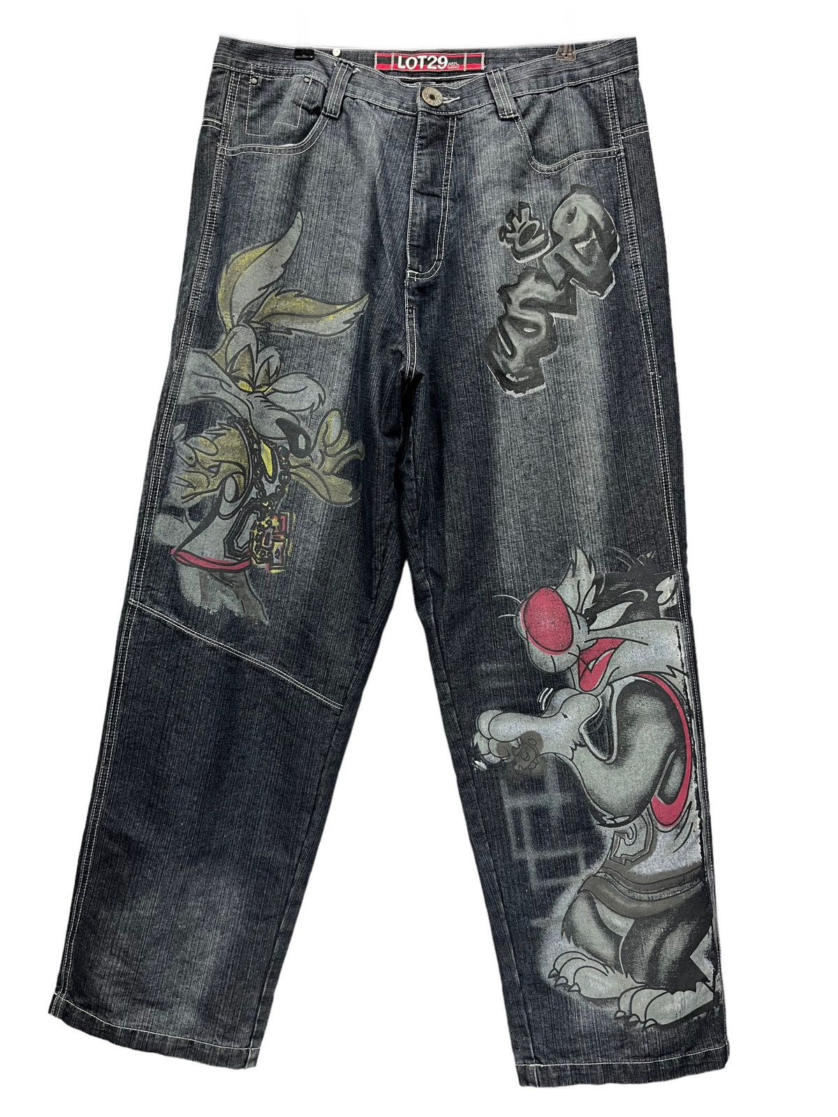 Warner Bros LOT29 LOONEY TUNES Art Graffiti Hip Hop Baggy Street Fashion Size US 36 / EU 52 - 3 Thumbnail