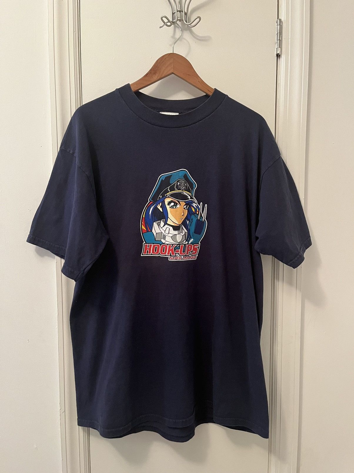 Image of Hook Ups x Vintage Hook-Ups Super Assassin Graphic Tee in Navy, Men's (Size XL)