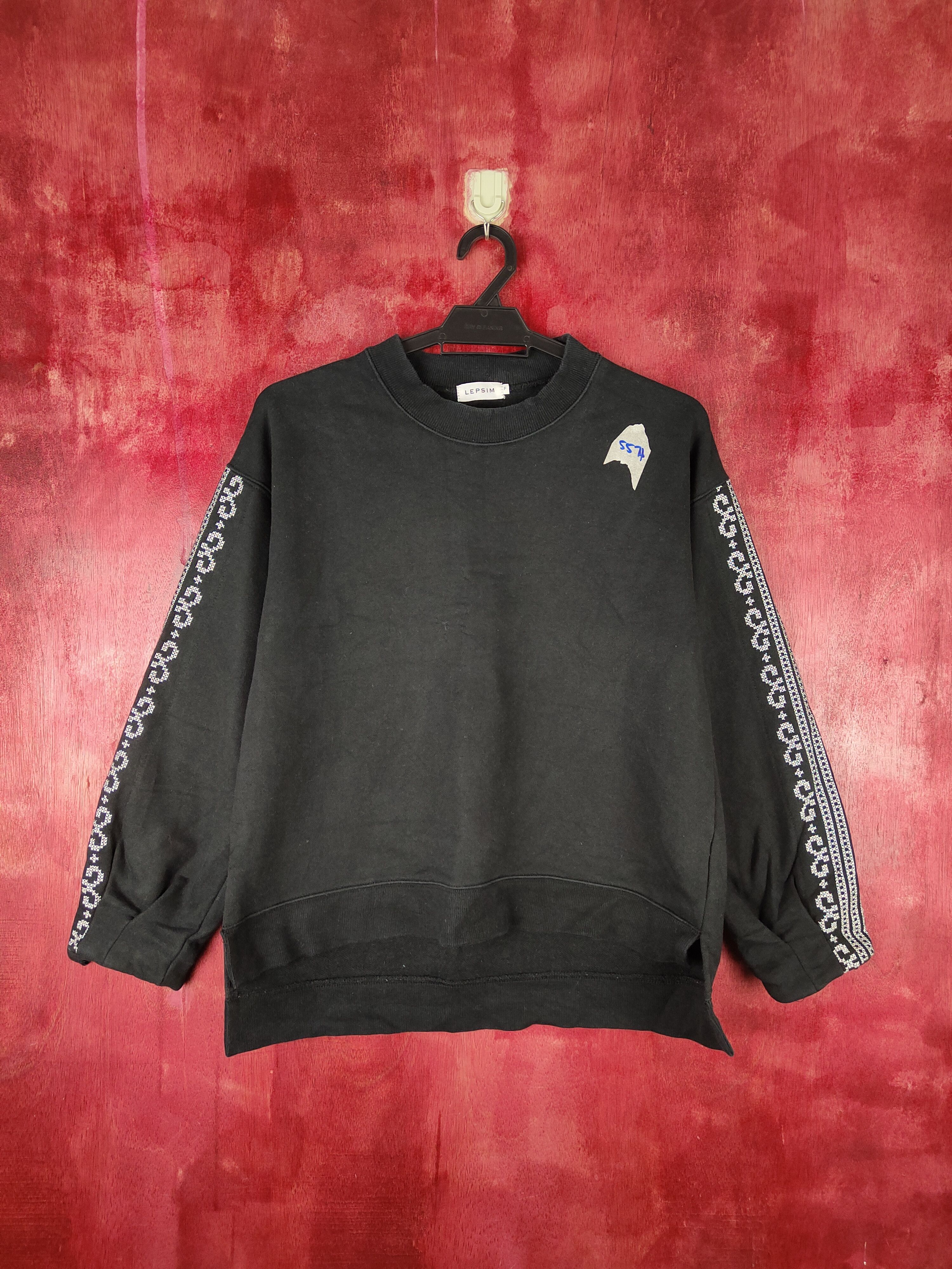 Japanese Brand Lepsim Black Sweatshirt art sleeve japan #S598 Size M / US 6-8 / IT 42-44 - 1 Thumbnail