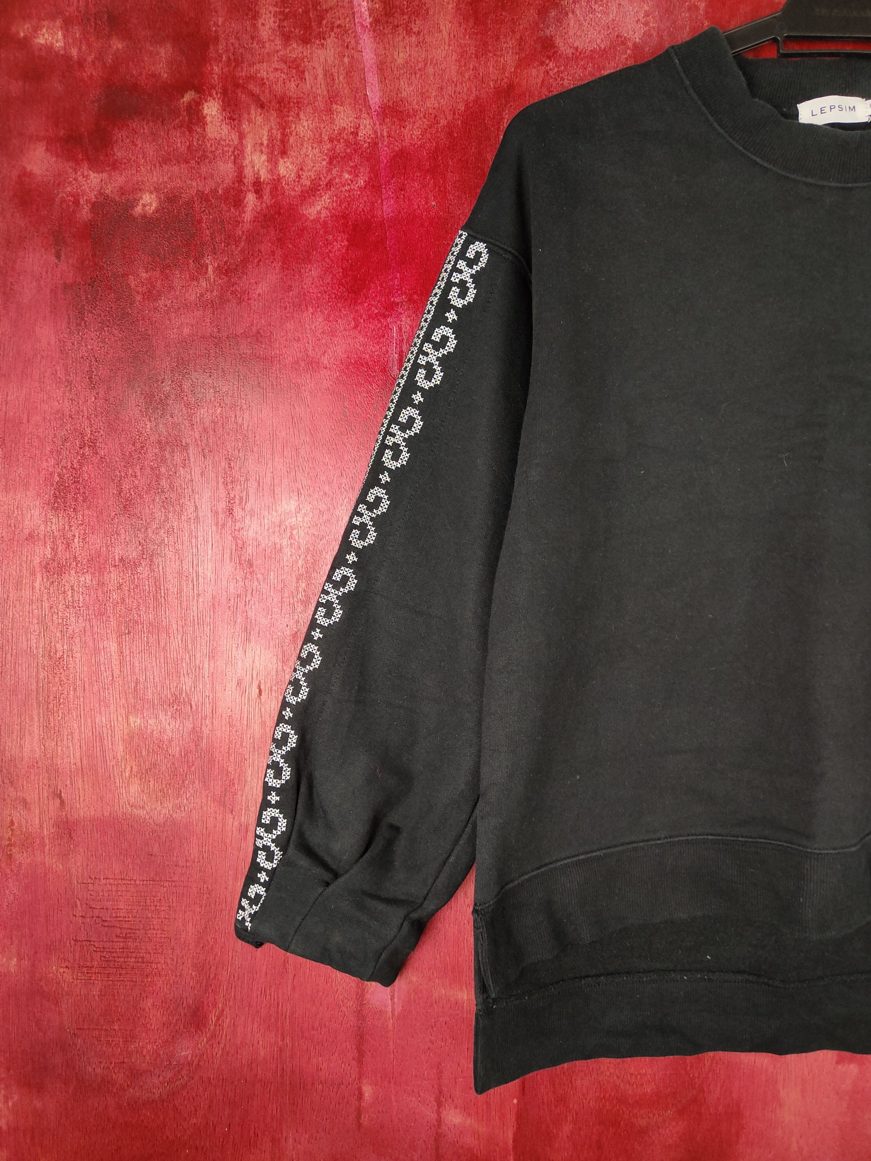 Japanese Brand Lepsim Black Sweatshirt art sleeve japan #S598 Size M / US 6-8 / IT 42-44 - 3 Thumbnail