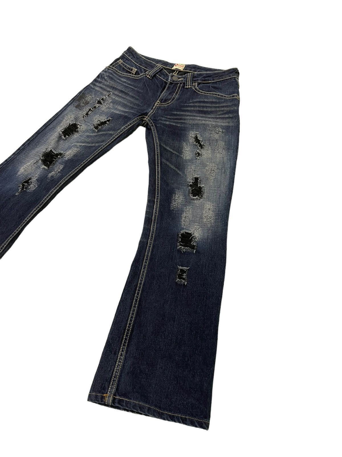 Japanese Brand Flare Jeans Pinball Distress Denim Boot Cut 5🟦0 Size US 30 / EU 46 - 3 Thumbnail