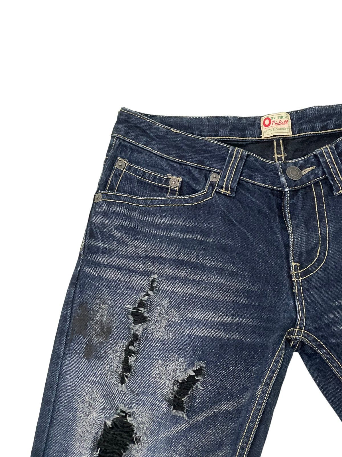 Japanese Brand Flare Jeans Pinball Distress Denim Boot Cut 5🟦0 Size US 30 / EU 46 - 8 Thumbnail