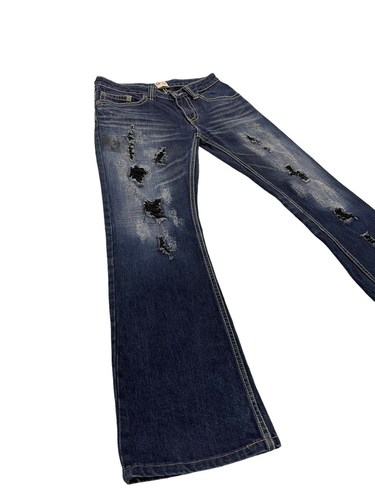 Japanese Brand Flare Jeans Pinball Distress Denim Boot Cut 5🟦0 Size US 30 / EU 46 - 1 Thumbnail