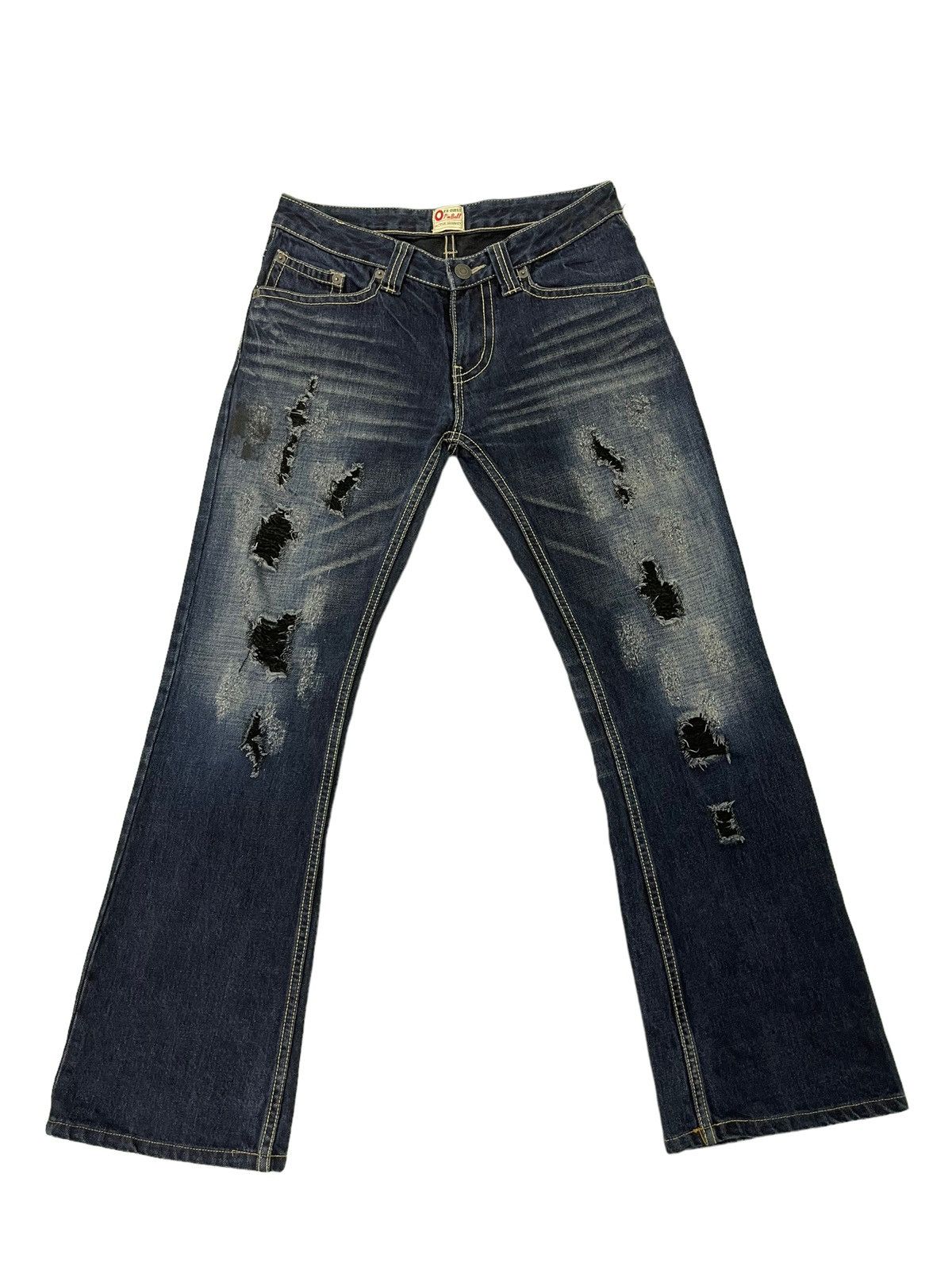 Japanese Brand Flare Jeans Pinball Distress Denim Boot Cut 5🟦0 Size US 30 / EU 46 - 2 Thumbnail