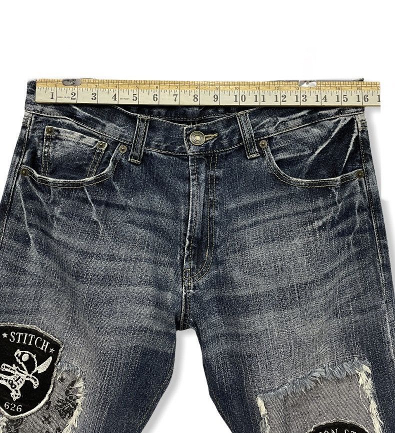 Disney × Stitch's Jeans FYE💥DISNEY Grunge SKELETON STITCH Distressed Denim Pants Size US 31 - 9 Thumbnail