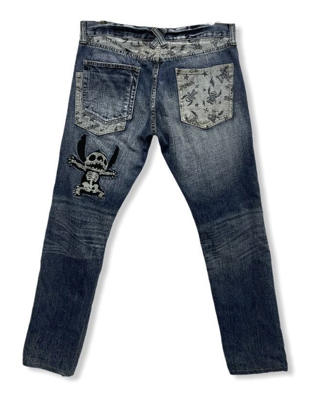 Disney × Stitch's Jeans FYE💥DISNEY Grunge SKELETON STITCH Distressed Denim Pants Size US 31 - 2 Thumbnail