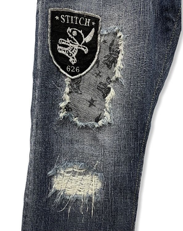 Disney × Stitch's Jeans FYE💥DISNEY Grunge SKELETON STITCH Distressed Denim Pants Size US 31 - 4 Thumbnail