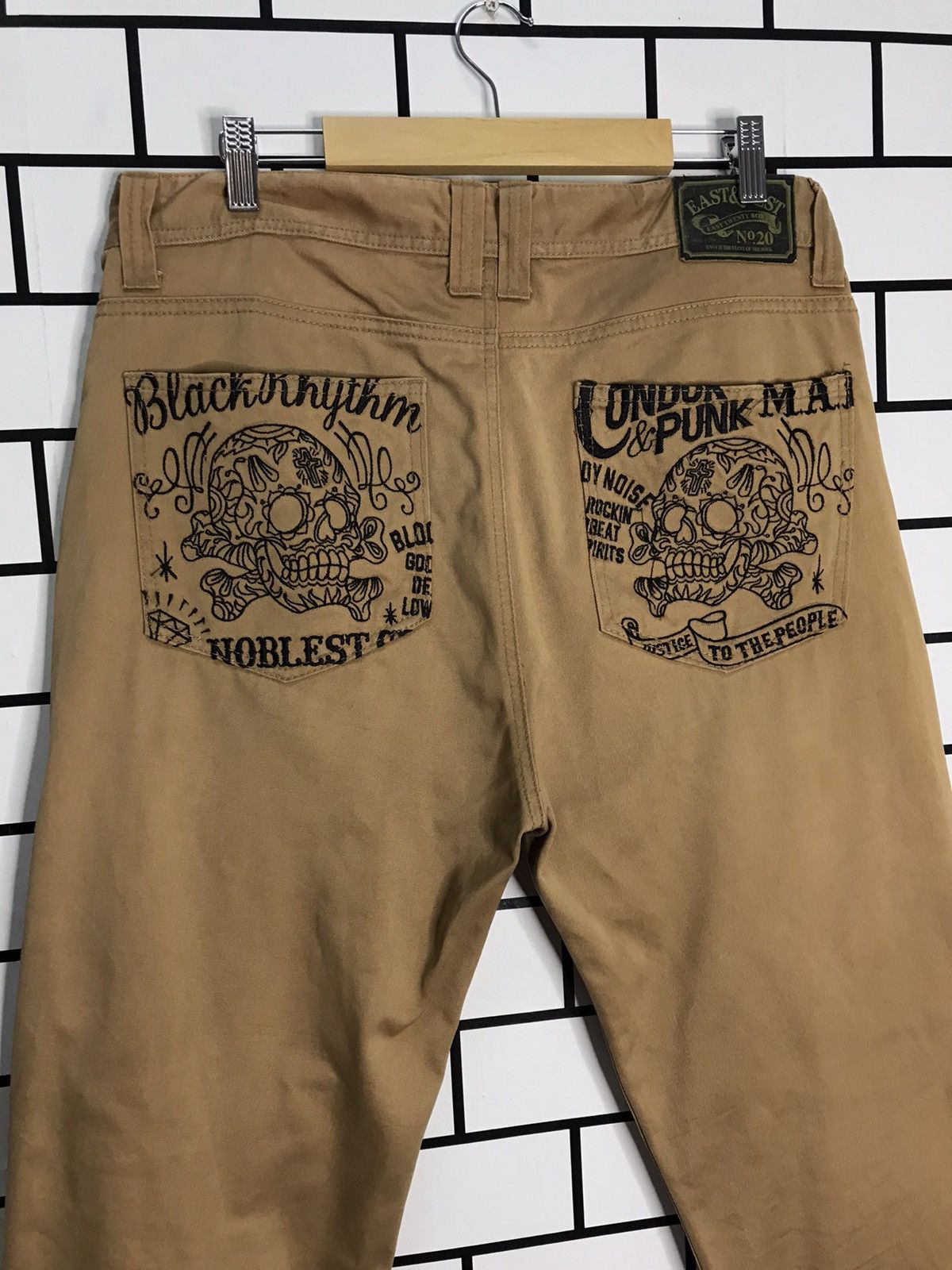 Japanese Brand East tweenty box Japan Embroidery skulls Workwear Pants Size US 35 - 2 Thumbnail