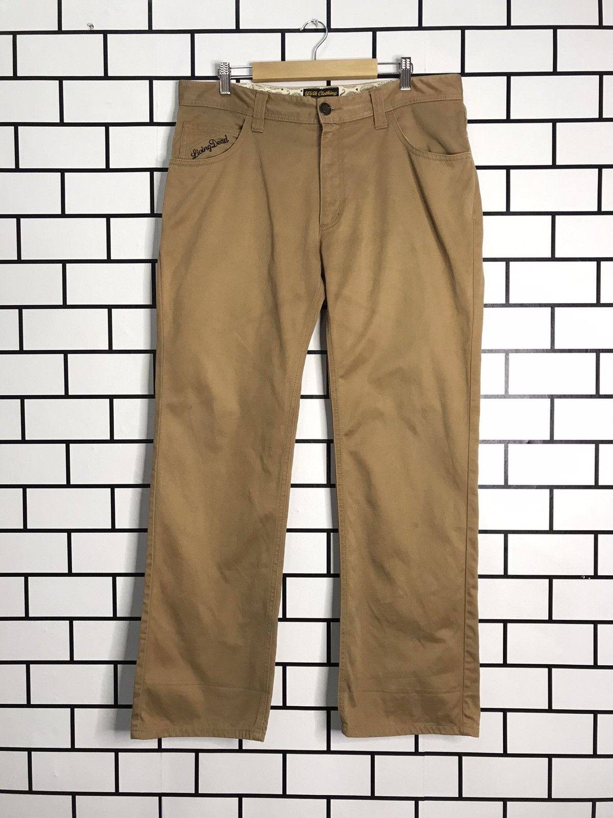Japanese Brand East tweenty box Japan Embroidery skulls Workwear Pants Size US 35 - 7 Thumbnail