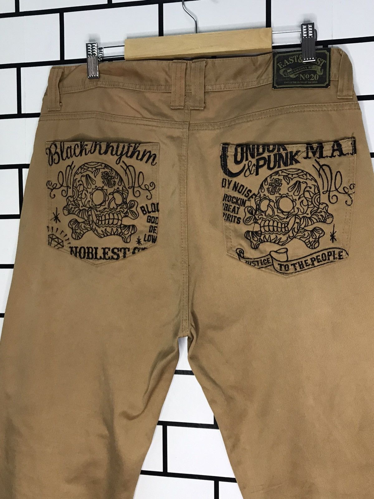 Japanese Brand East tweenty box Japan Embroidery skulls Workwear Pants Size US 35 - 4 Thumbnail