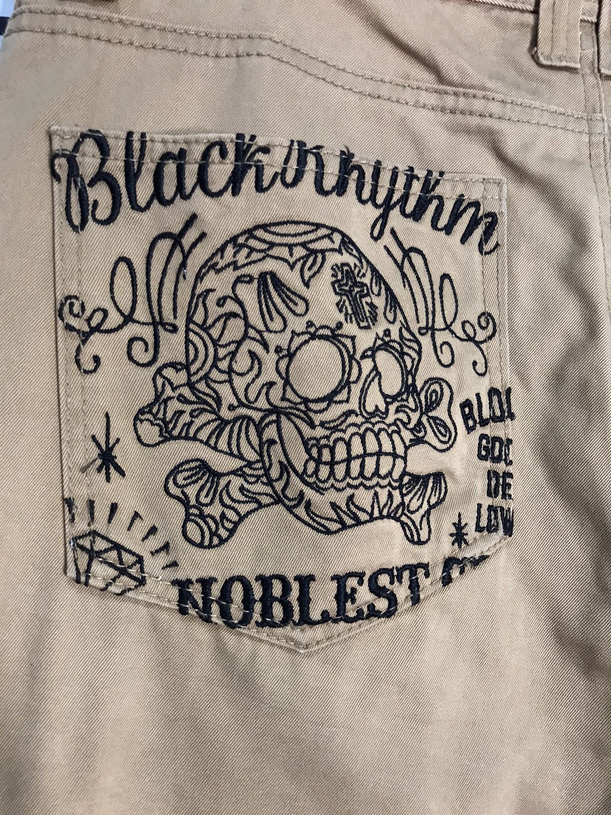 Japanese Brand East tweenty box Japan Embroidery skulls Workwear Pants Size US 35 - 3 Thumbnail