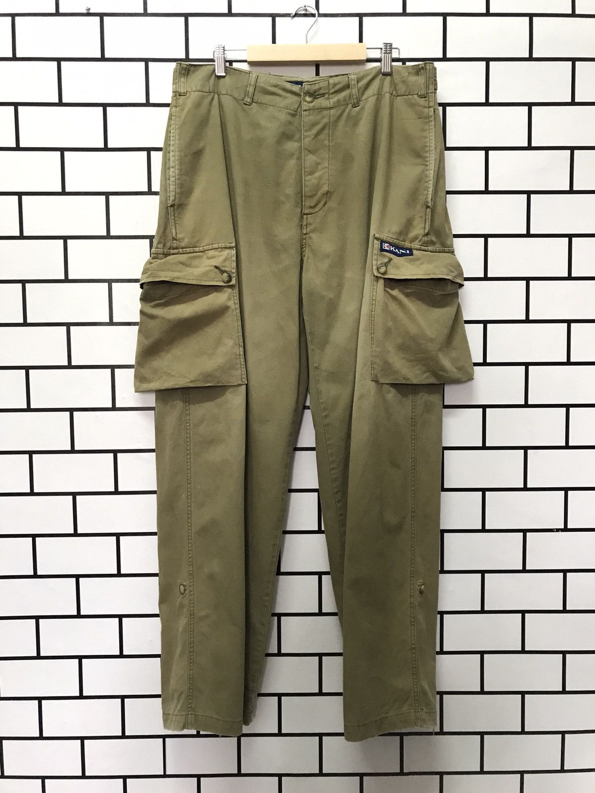 Karl Kani × Vintage Vintage Kani Faded Olive Cargos Big Pocket Baggy Loose Fit Size US 34 / EU 50 - 1 Thumbnail