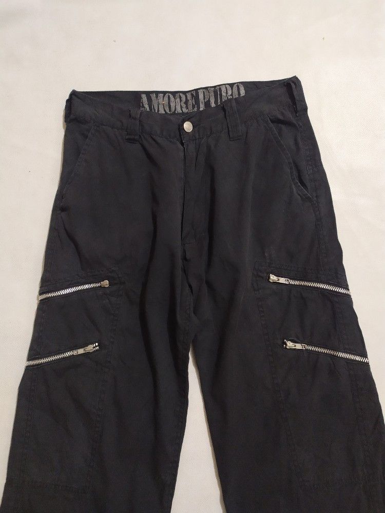image of Japan Brand Amore Puro Cargo Zipper Pants Punk Bomdage Style in Black, Men's (Size 29)