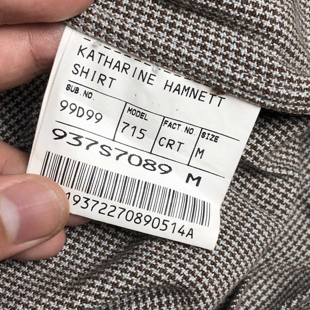 Katharine Hamnett London 1990s Katharine Hamnett - Houdstooth Rayon Shirt Size US L / EU 52-54 / 3 - 6 Thumbnail