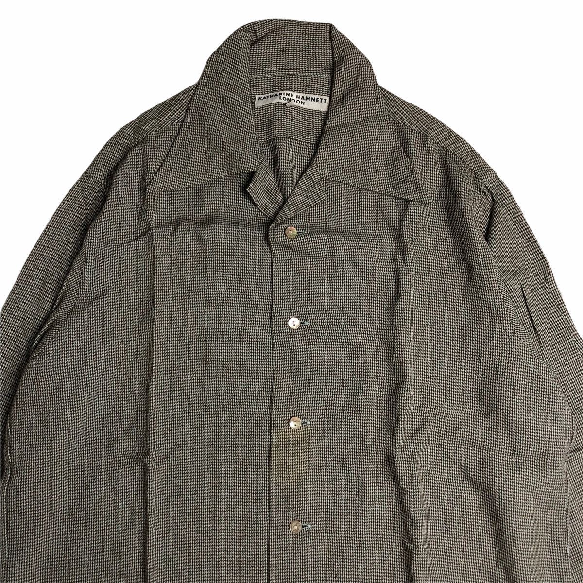 Katharine Hamnett London 1990s Katharine Hamnett - Houdstooth Rayon Shirt Size US L / EU 52-54 / 3 - 3 Thumbnail