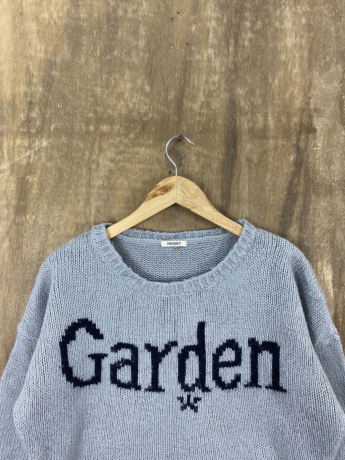 Vintage DL Moussy Garden Spellout Grey Knit Sweaters #W742 Size US M / EU 48-50 / 2 - 2 Thumbnail