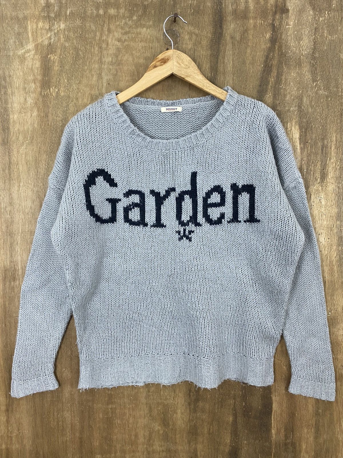 Vintage DL Moussy Garden Spellout Grey Knit Sweaters #W742 Size US M / EU 48-50 / 2 - 1 Thumbnail