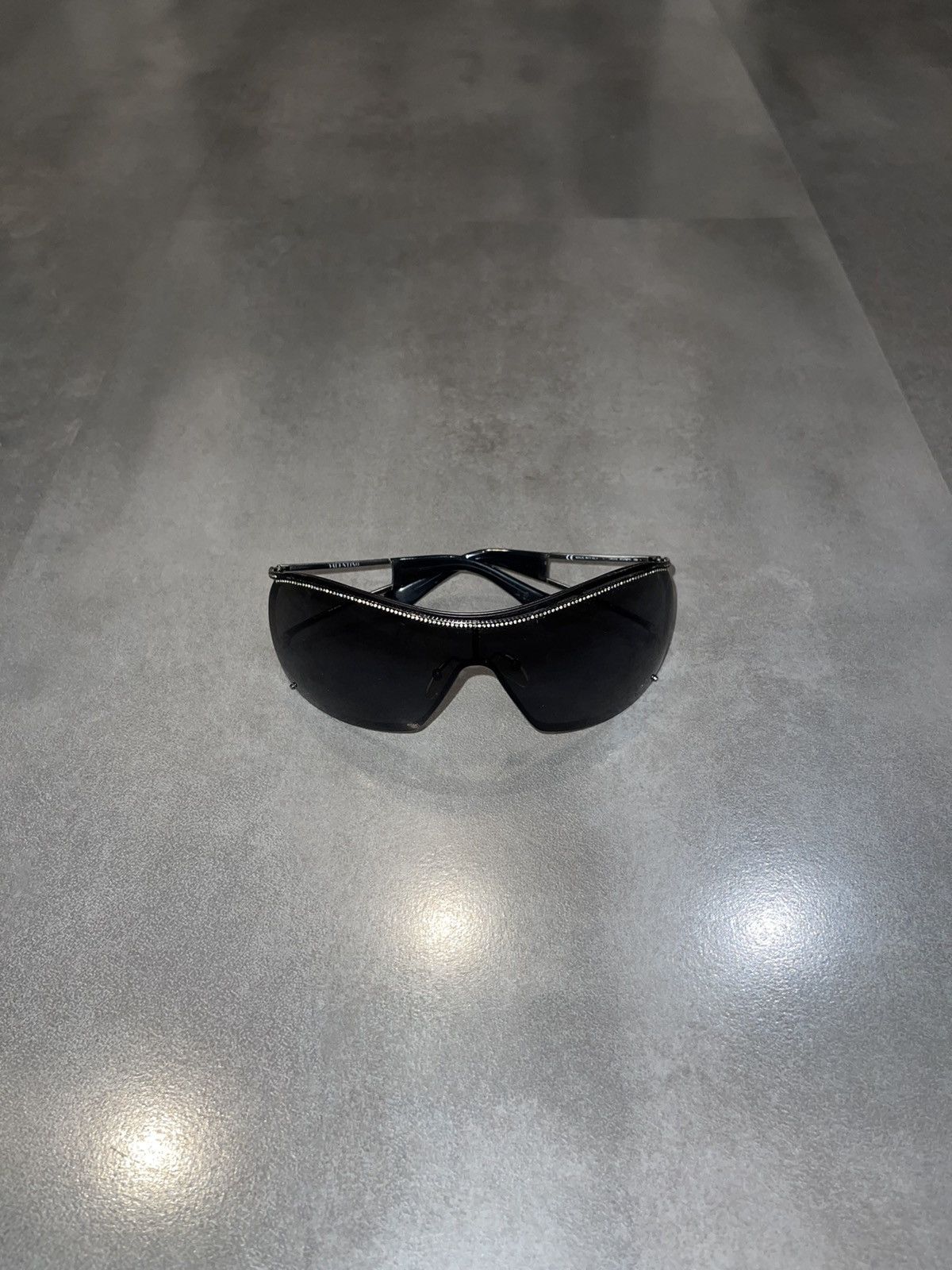 Valentino Valentino Crystal Shield Black Sunglasses Size ONE SIZE - 4 Thumbnail