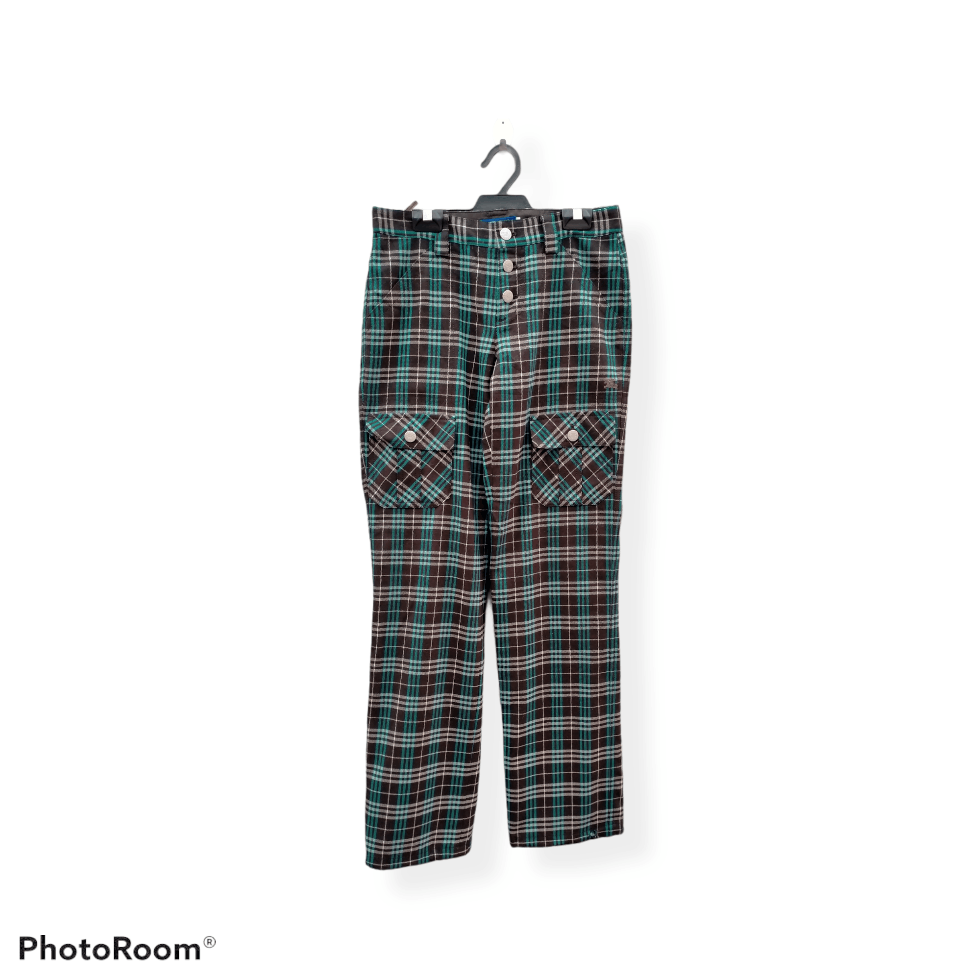 image of Gcw23 Burberry Blue Label Checker Pants in Navy Checker, Women's (Size 28)