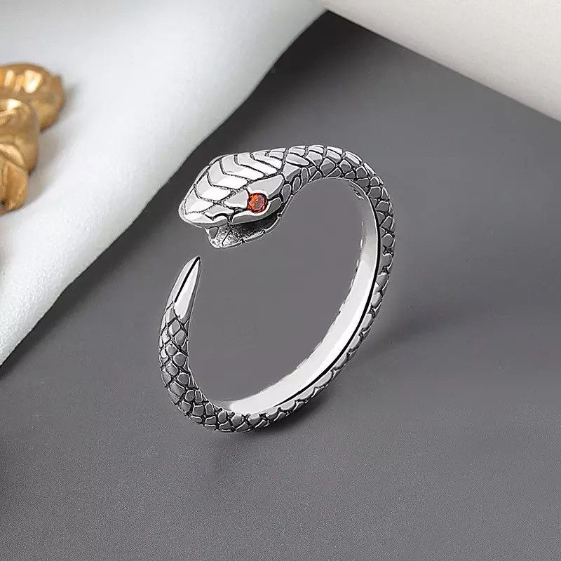Jewelry Geomatric Snake Adjustable Ring Size ONE SIZE - 1 Thumbnail