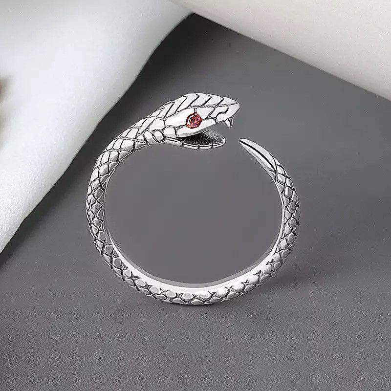 Jewelry Geomatric Snake Adjustable Ring Size ONE SIZE - 2 Thumbnail