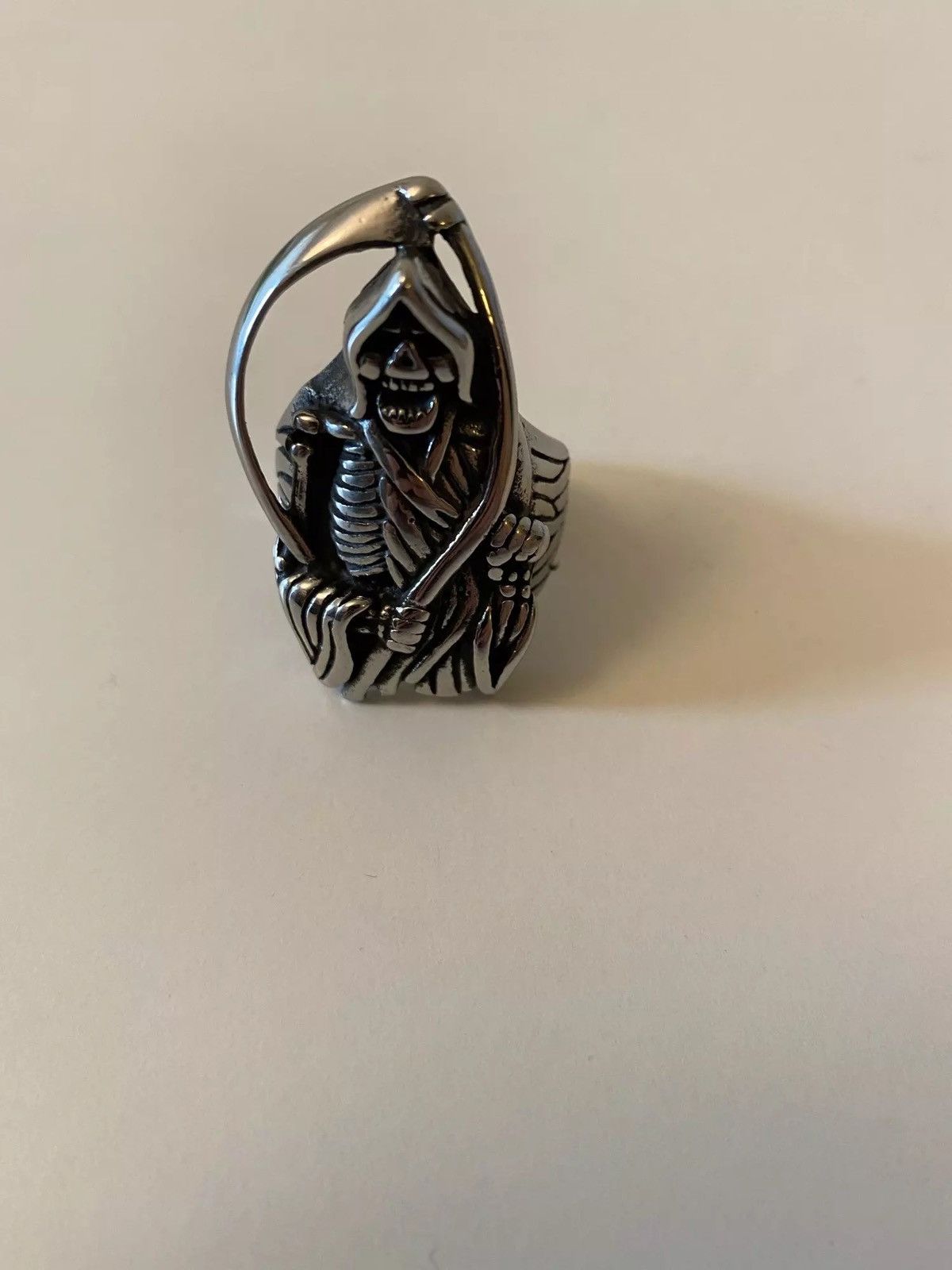 Jewelry Unique Gothic Grim Reaper Skull Ring Size ONE SIZE - 2 Thumbnail