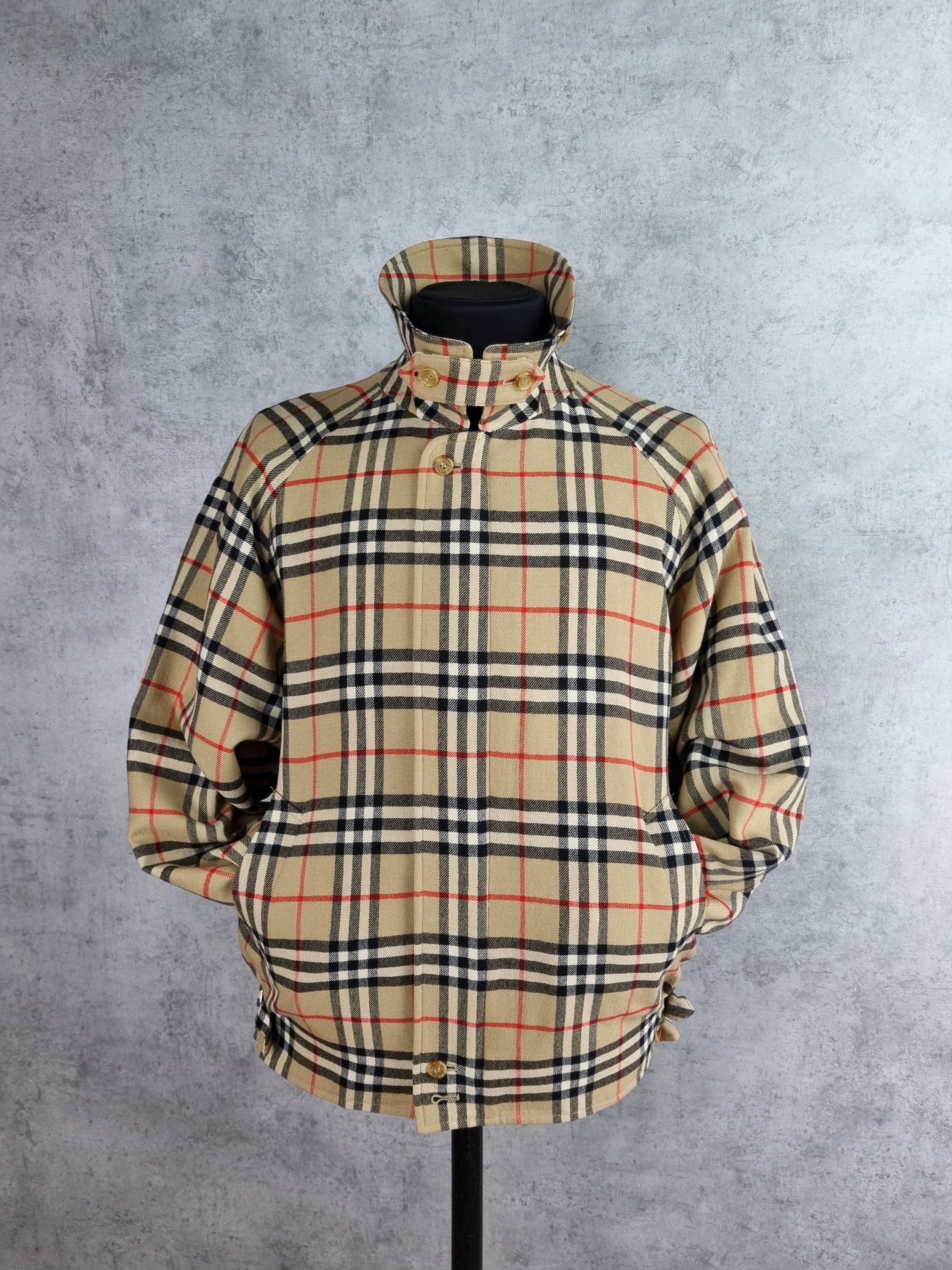 Burberry × Burberry Prorsum × Vintage 80s Unique Burberry Wool Nova Check Harrington Jacket Size US M / EU 48-50 / 2 - 2 Thumbnail