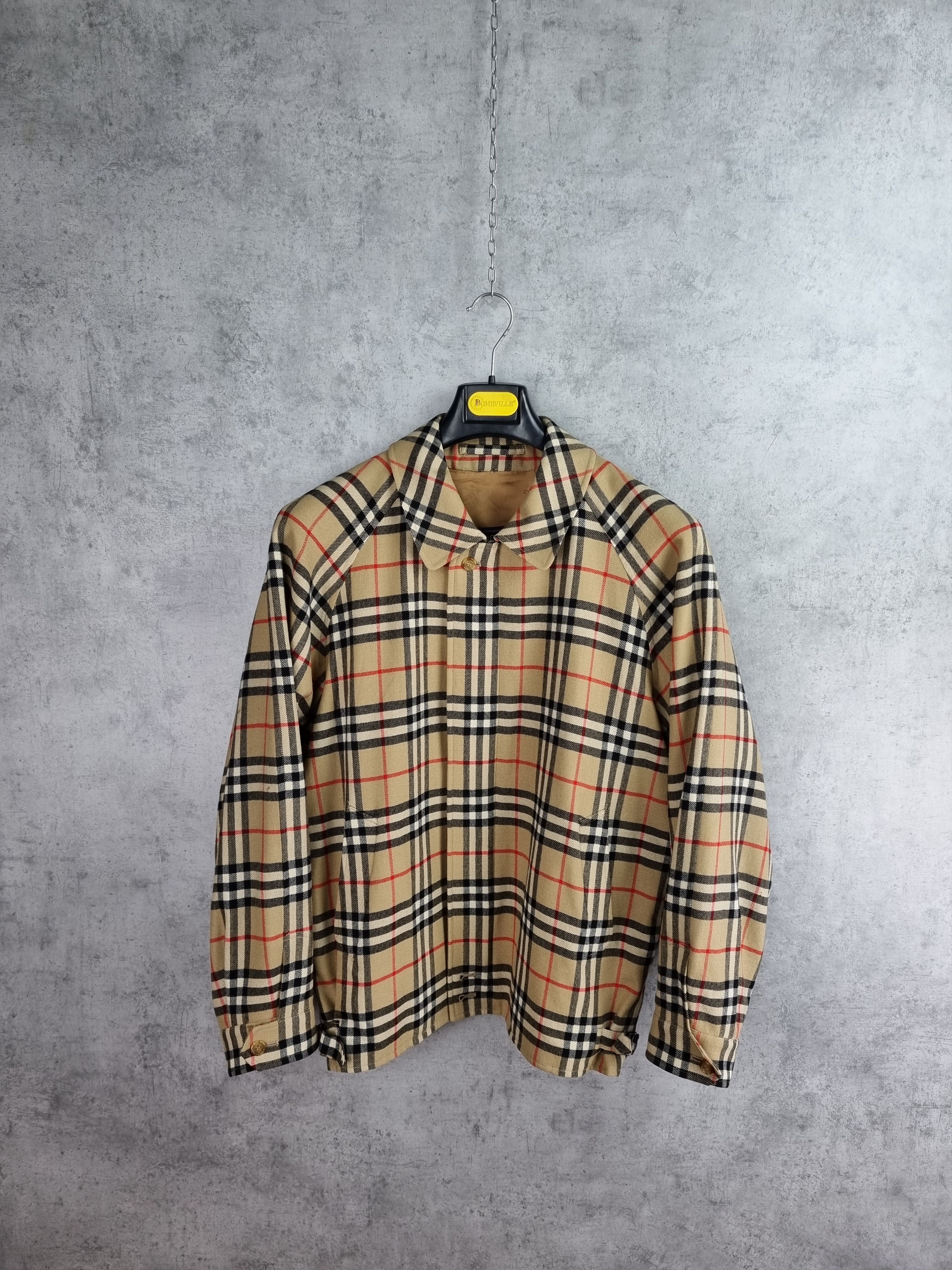 Burberry × Burberry Prorsum × Vintage 80s Unique Burberry Wool Nova Check Harrington Jacket Size US M / EU 48-50 / 2 - 3 Thumbnail