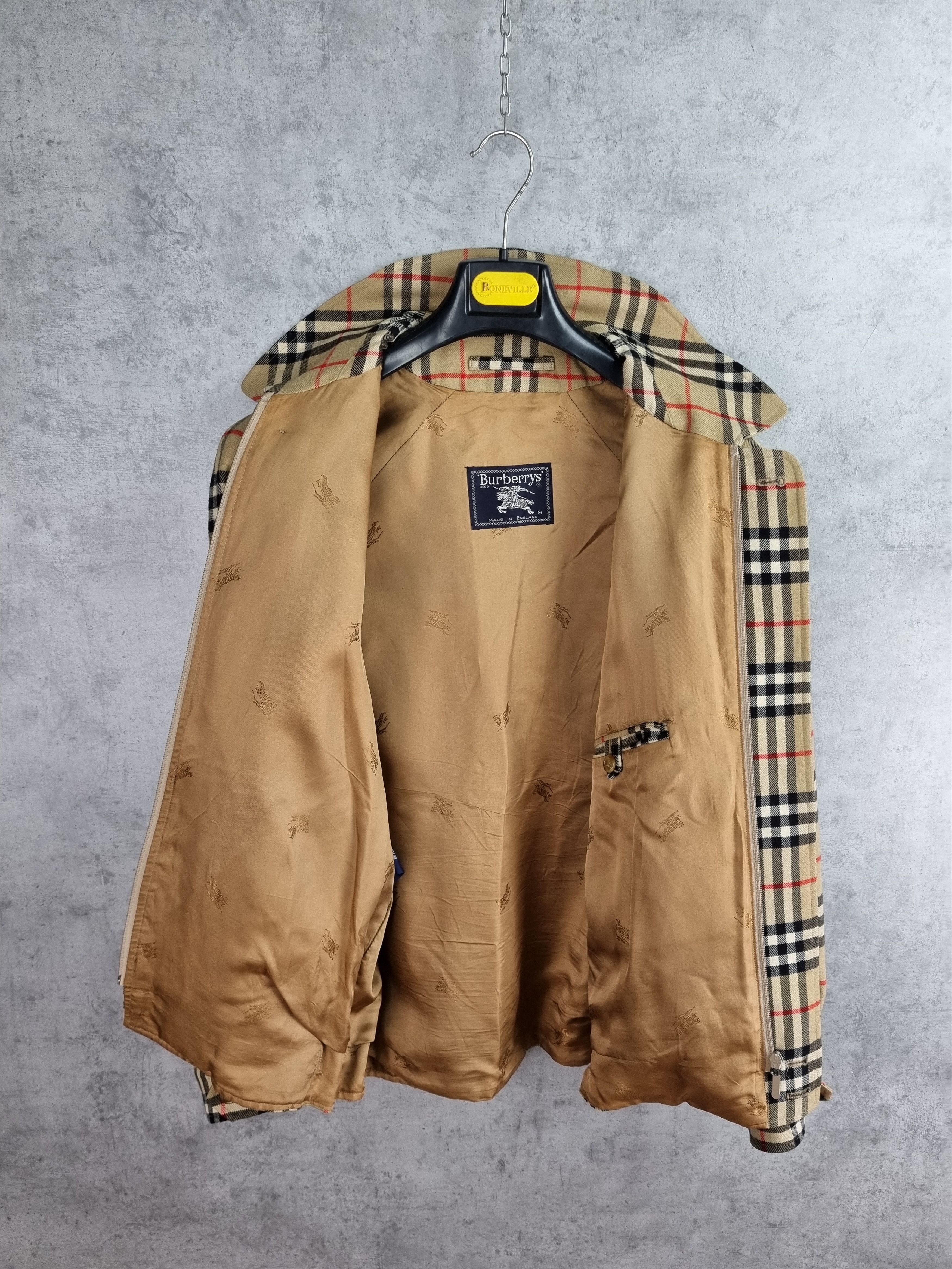 Burberry × Burberry Prorsum × Vintage 80s Unique Burberry Wool Nova Check Harrington Jacket Size US M / EU 48-50 / 2 - 10 Thumbnail