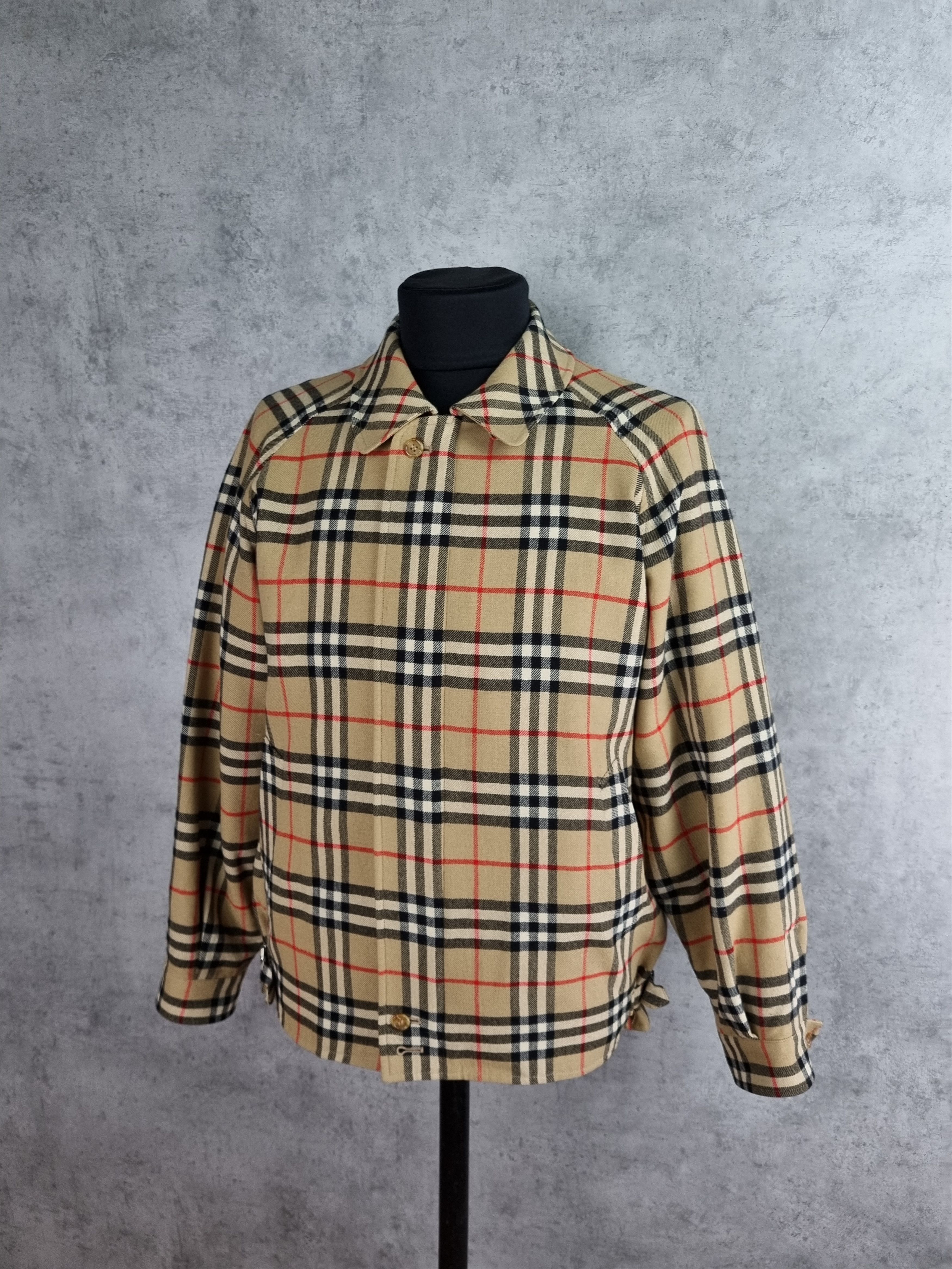 80s Unique Burberry Wool Nova Check Harrington Jacket