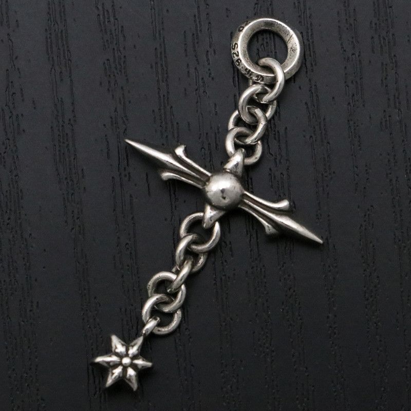 image of Chrome Hearts Rollie Cross Pendant in Silver, Men's