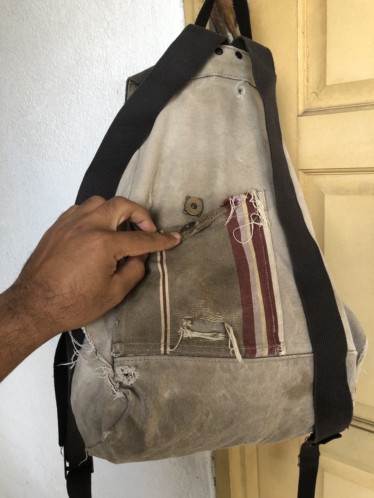 Japanese Brand Vintage Baggy Port Distressed Bagpack Like Kapital Size ONE SIZE - 17 Thumbnail
