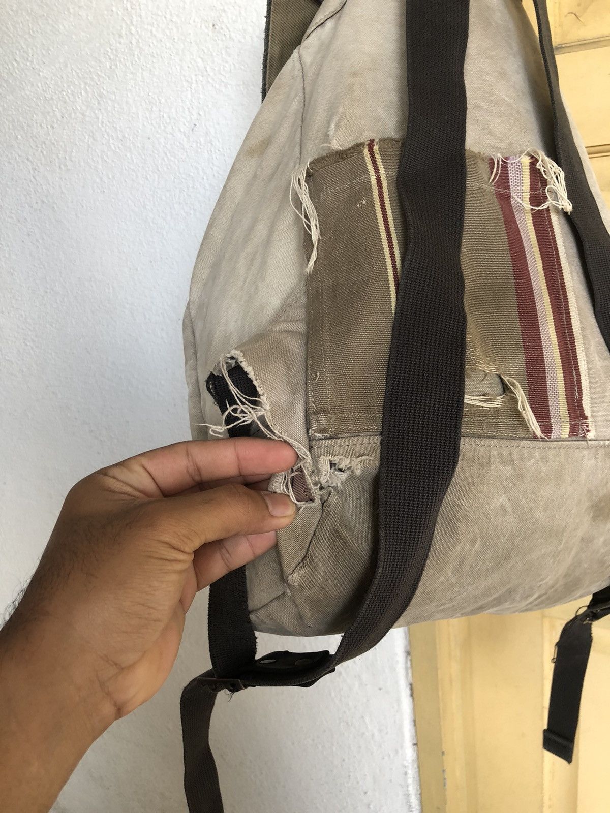 Japanese Brand Vintage Baggy Port Distressed Bagpack Like Kapital Size ONE SIZE - 16 Thumbnail