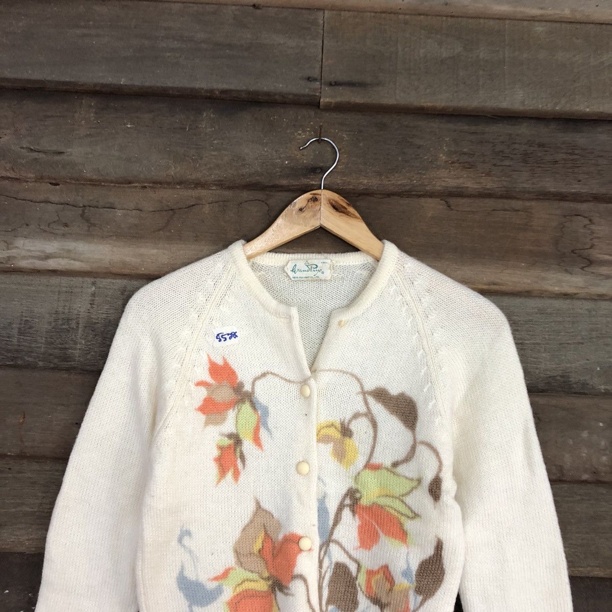 Homespun Knitwear × Japanese Brand × Vintage Grand Prix Cream art flower Knitwear #5528 Size XS / US 0-2 / IT 36-38 - 9 Thumbnail