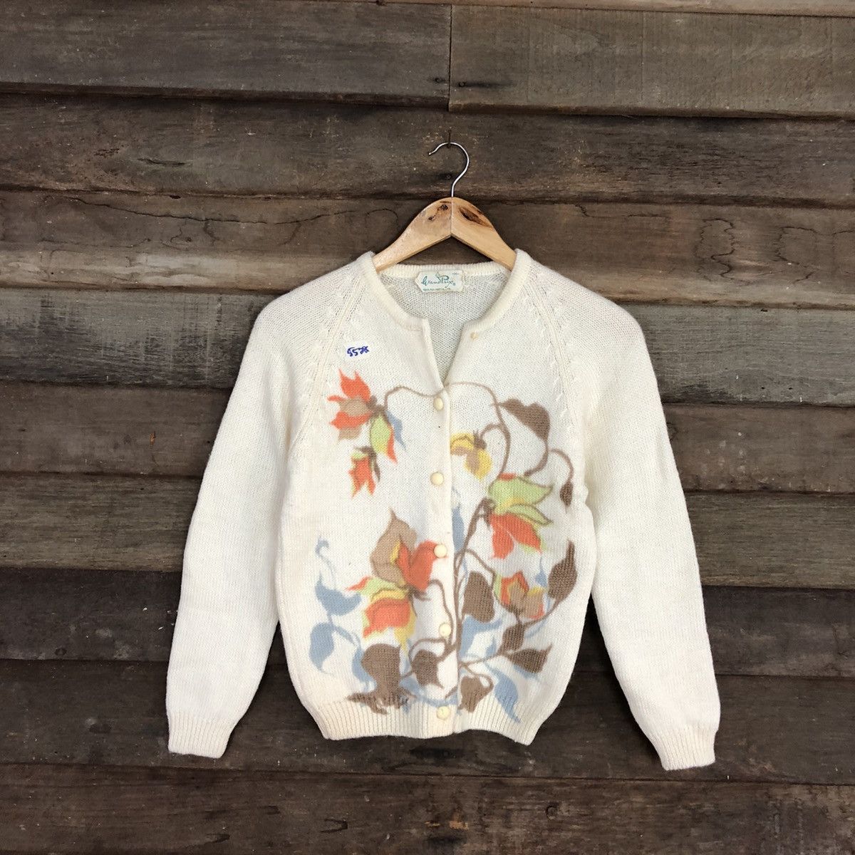 Homespun Knitwear × Japanese Brand × Vintage Grand Prix Cream art flower Knitwear #5528 Size XS / US 0-2 / IT 36-38 - 1 Thumbnail