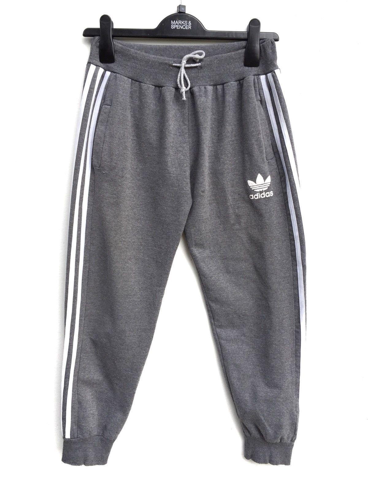 image of 90's Adidas Front Logo Joggers in Grey, Men's (Size 26)