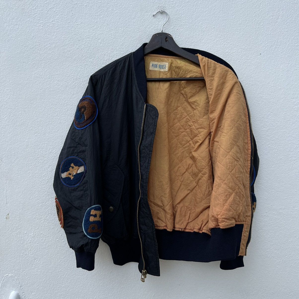 Japanese Brand VINTAGE PINK HOUSE FULL PATCH BOMBER JACKET Size US M / EU 48-50 / 2 - 12 Thumbnail