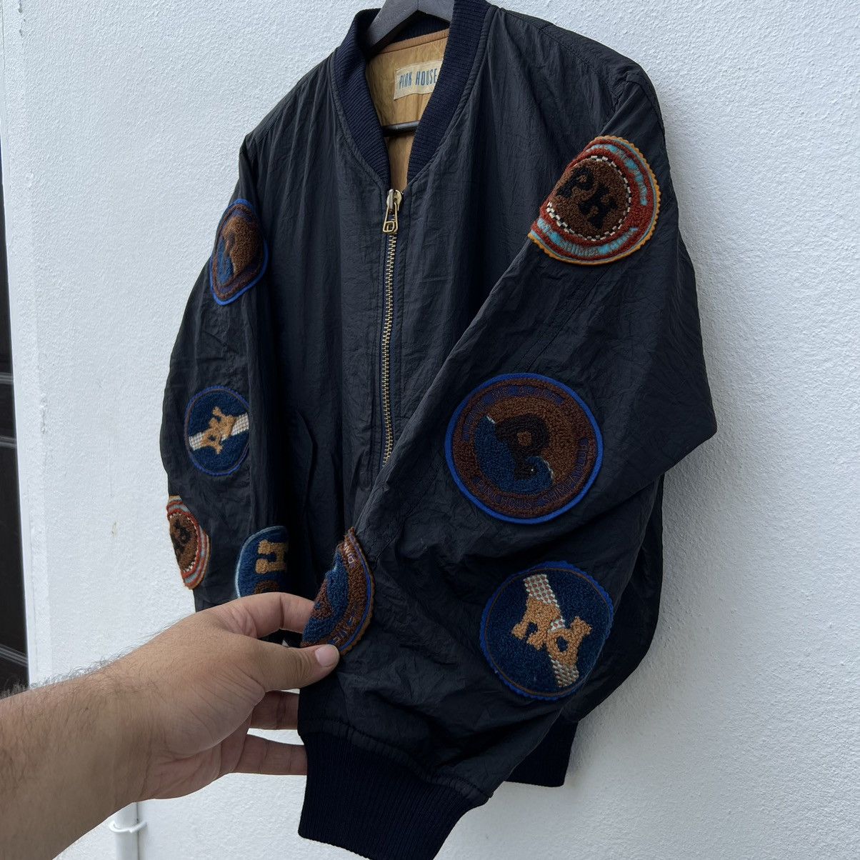 Japanese Brand VINTAGE PINK HOUSE FULL PATCH BOMBER JACKET Size US M / EU 48-50 / 2 - 11 Thumbnail