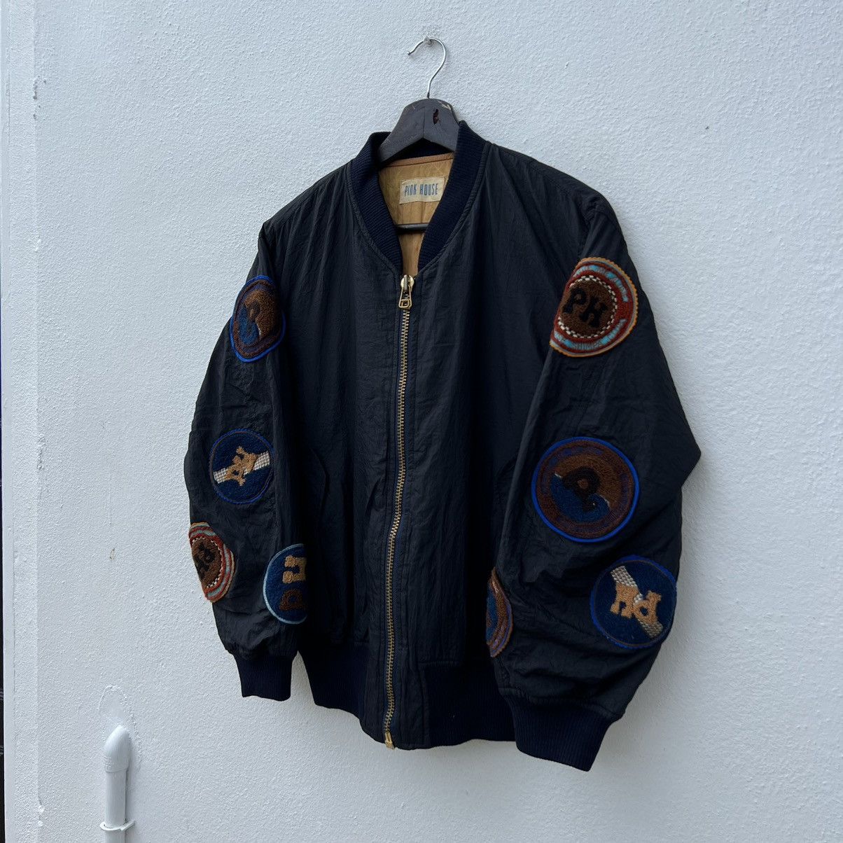 Japanese Brand VINTAGE PINK HOUSE FULL PATCH BOMBER JACKET Size US M / EU 48-50 / 2 - 10 Thumbnail