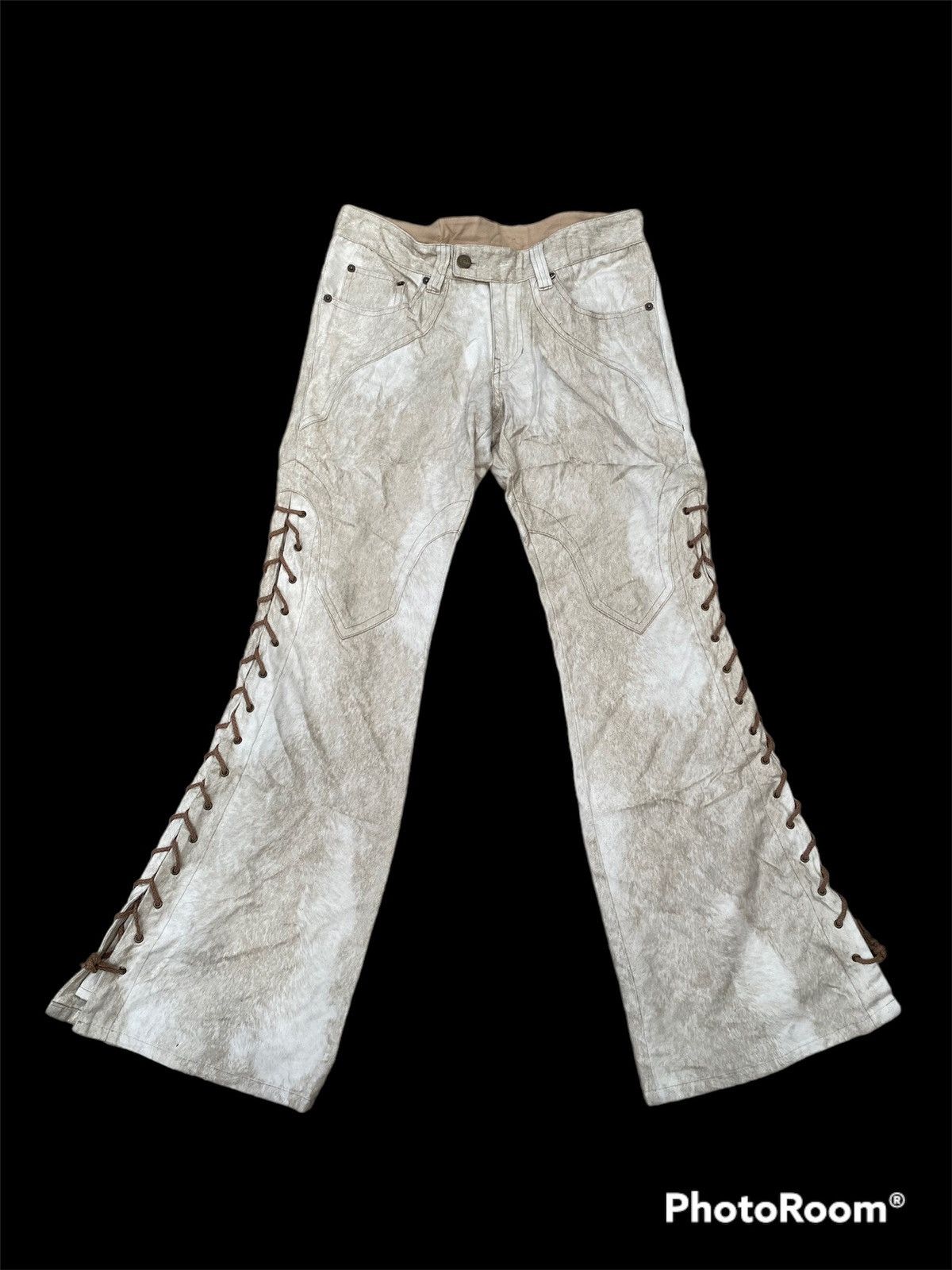 Tornado Mart tornado mart spiral cut patch lace flare jeans Size US 31 - 1 Thumbnail