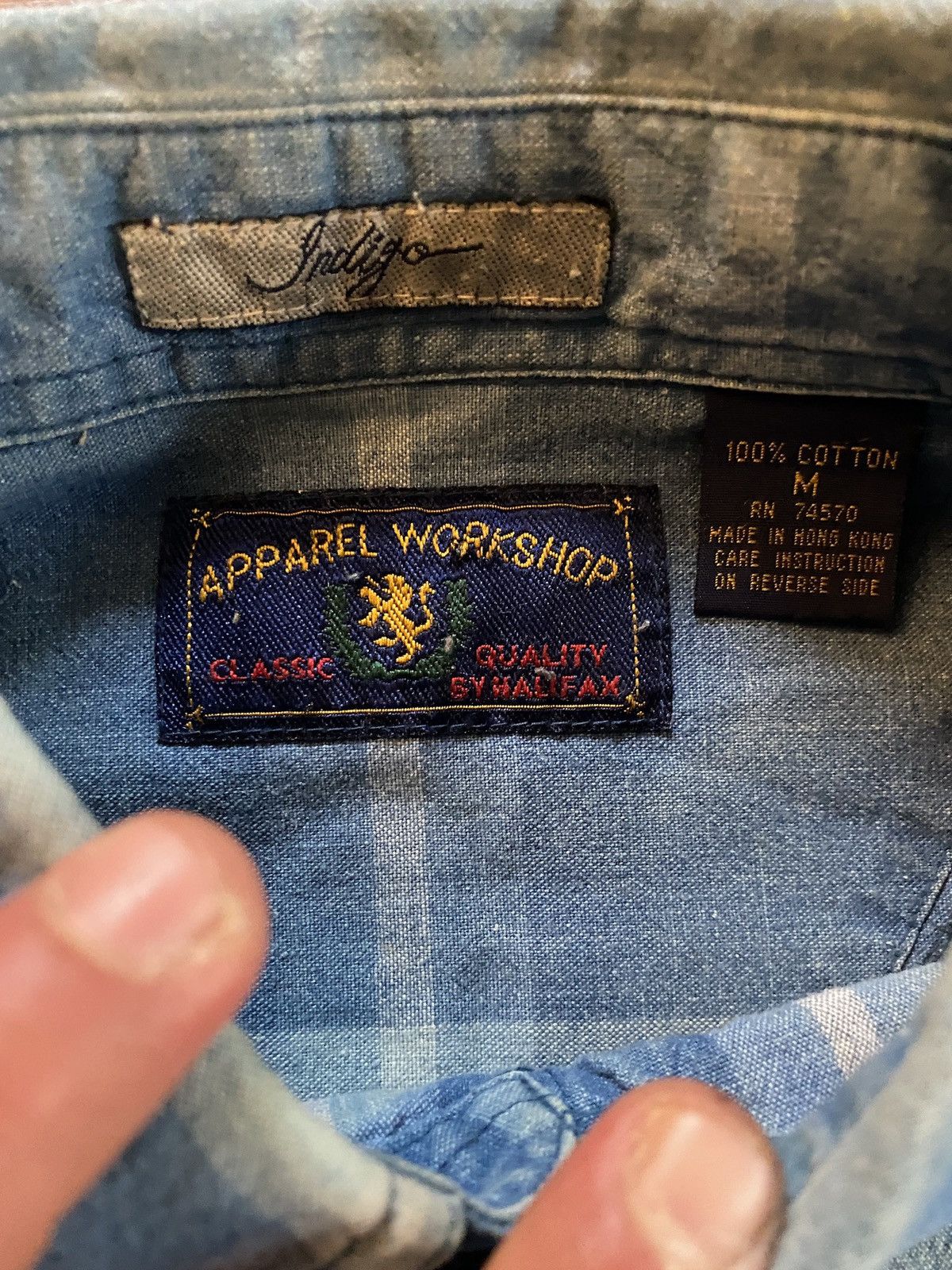 Vintage Vintage 90’s Apparel Workshop Plaid Faded Denim Button Up Size US M / EU 48-50 / 2 - 5 Thumbnail