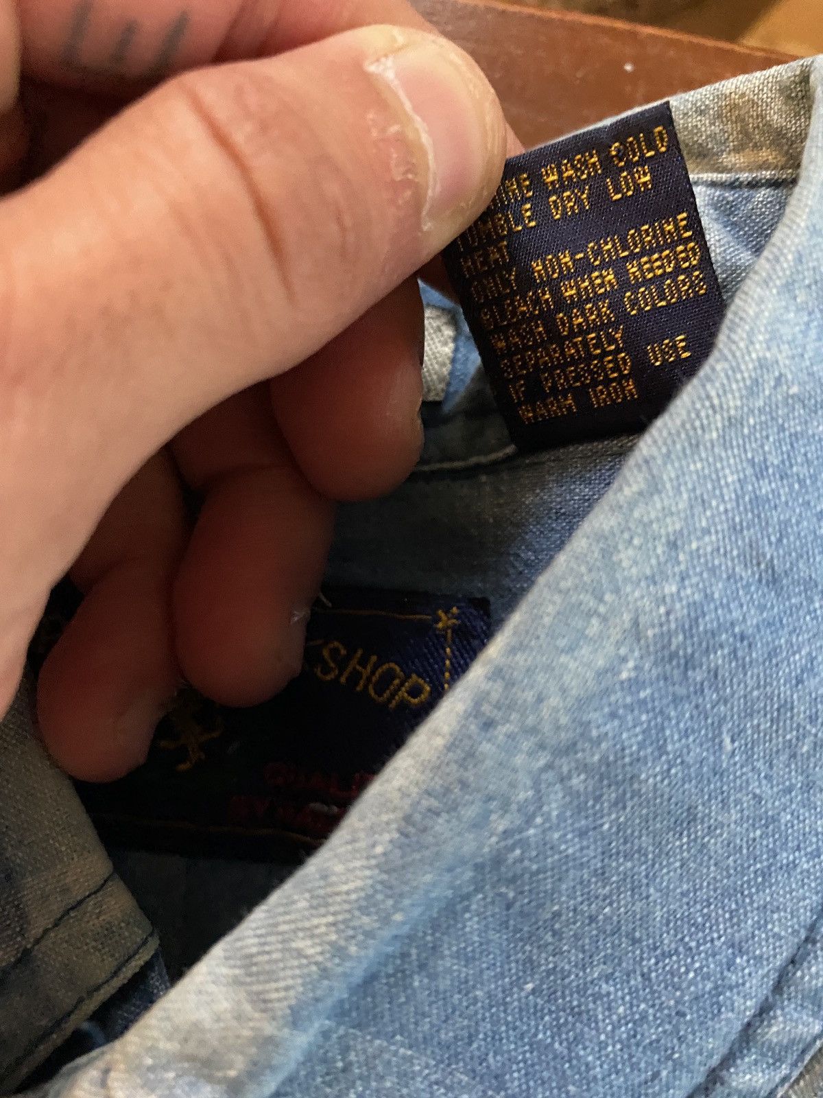 Vintage Vintage 90’s Apparel Workshop Plaid Faded Denim Button Up Size US M / EU 48-50 / 2 - 6 Thumbnail