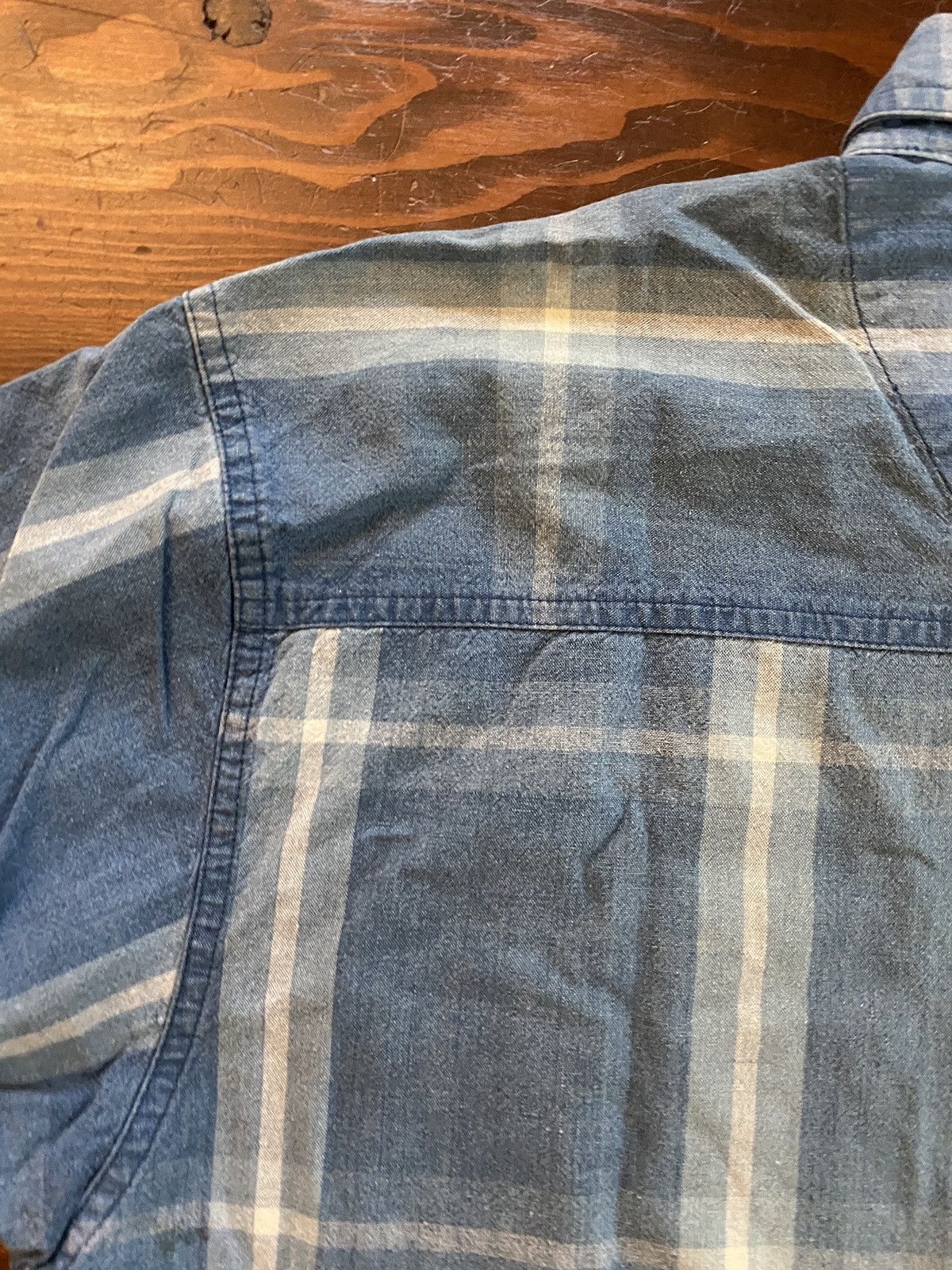 Vintage Vintage 90’s Apparel Workshop Plaid Faded Denim Button Up Size US M / EU 48-50 / 2 - 11 Thumbnail