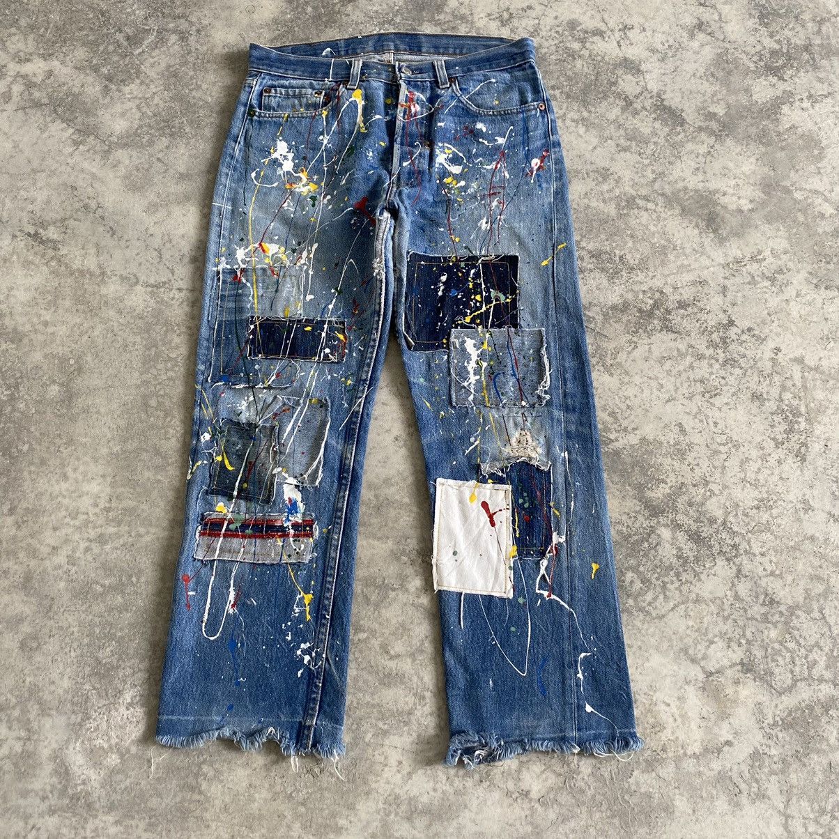 Levi's × Vintage Vintage 80's Levi's 501 Boro Patchwork Painter Denim Jeans Size US 32 / EU 48 - 2 Thumbnail