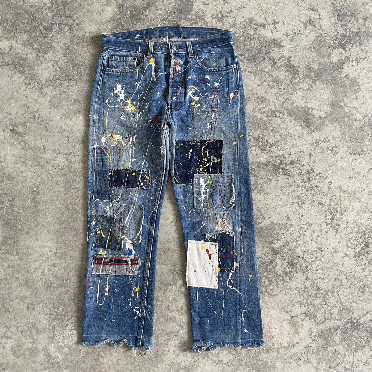 Levi's × Vintage Vintage 80's Levi's 501 Boro Patchwork Painter Denim Jeans Size US 32 / EU 48 - 1 Thumbnail