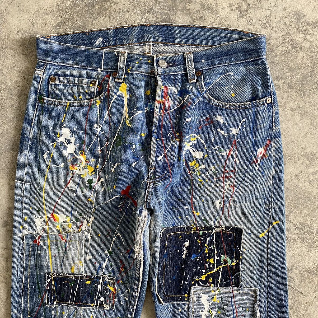 Levi's × Vintage Vintage 80's Levi's 501 Boro Patchwork Painter Denim Jeans Size US 32 / EU 48 - 6 Thumbnail
