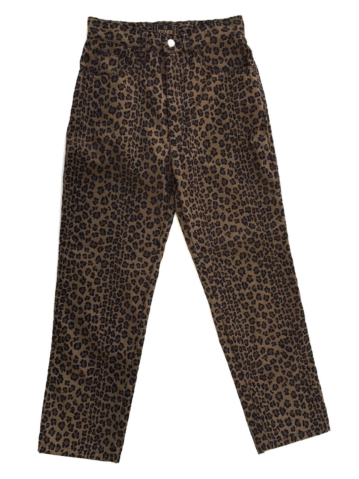 image of Vintage Authentic Fendi Leopard Pants in Brown, Men's (Size 26)